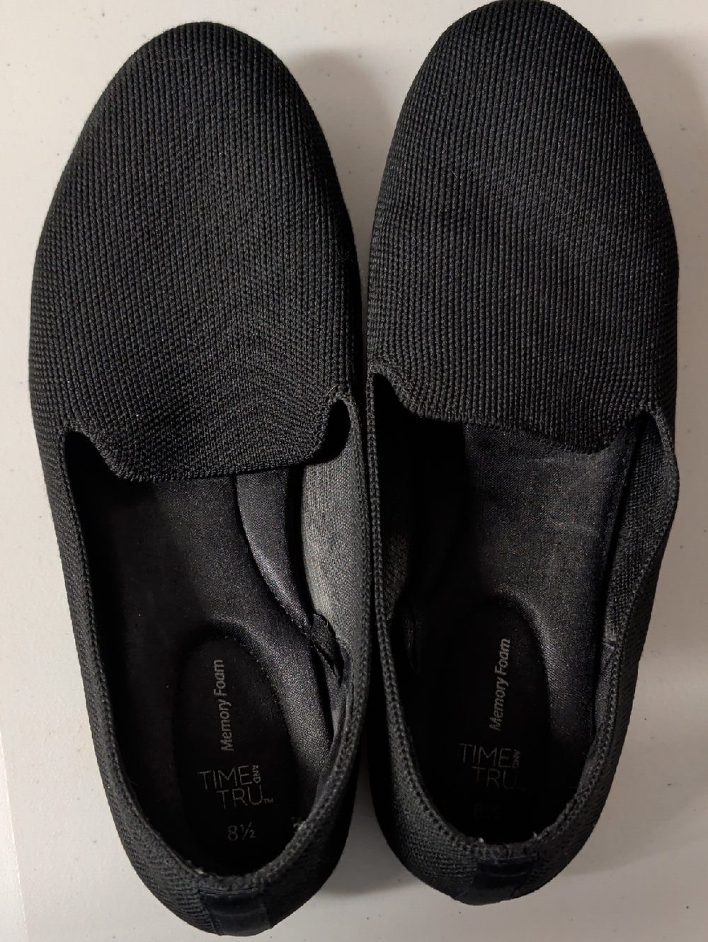 Time and Tru Black Knit Slip-On Women's Loafers